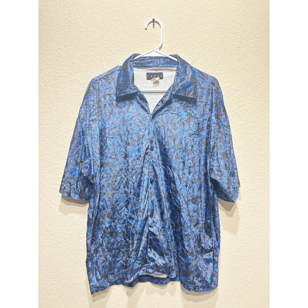 Vintage Radio Velvet Fur Shirt 90s Large Unique New Wave 80s